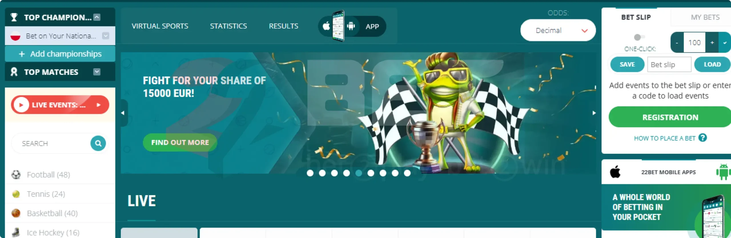 22Bet Sportwetten und Casino